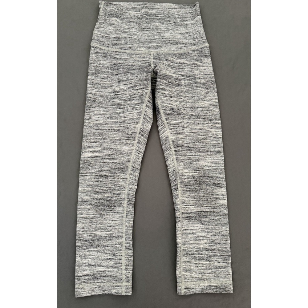 Lululemon Wunder Under Crop Leggings Women's 4 Gray Space Dye Stripe Running